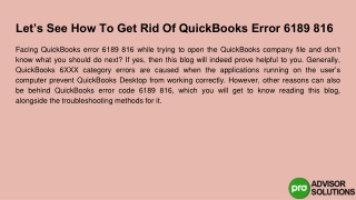 How to Get Rid of QuickBooks Error 6189 816