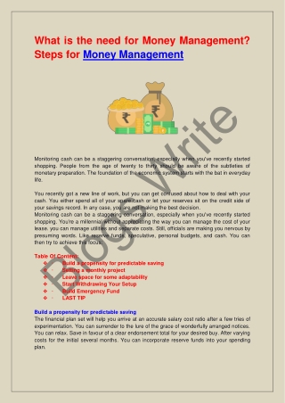 What is the need for Money Management? Steps for Money Management