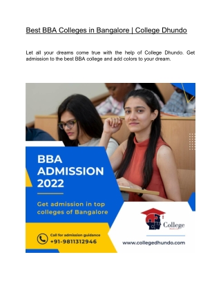 Best BBA Colleges in Bangalore | College Dhundo