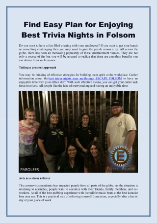 Find Easy Plan for Enjoying Best Trivia Nights in Folsom