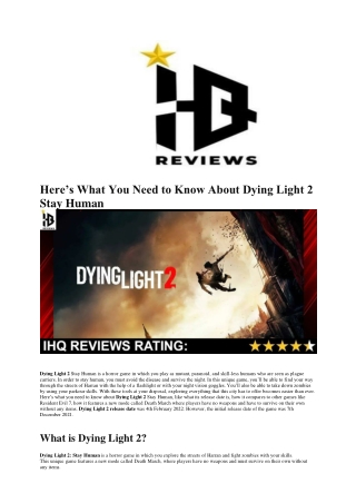 Here’s What You Need to Know About Dying Light 2 Stay Human