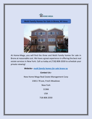 Multi Family Homes for Sale in Bronx, NY Area