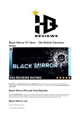 Black Mirror TV Show – The British Television Series