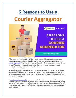 6 Reasons to Use a Courier Aggregator