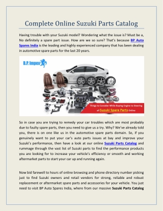 Complete Online Suzuki Parts Catalog