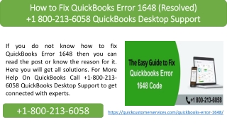 1-800-213-6058  How to Fix QuickBooks Error 1648 (Resolved) Support