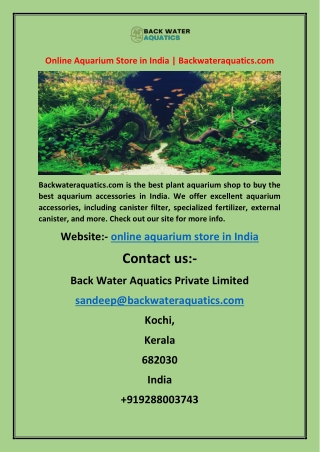 Online Aquarium Store in India | Backwateraquatics.com