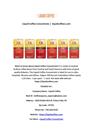 Liquid Coffee Concentrate