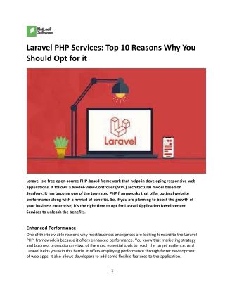 Laravel PHP Services: Top 10 Reasons Why You Should Opt for it