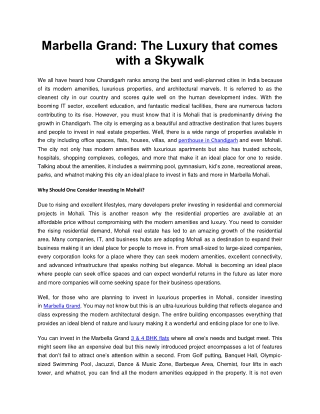 Marbella Grand The Luxury that comes with a Skywalk