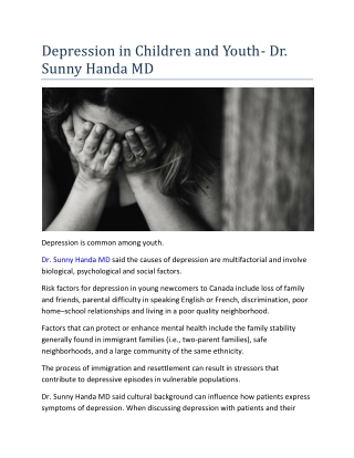Depression in Children and Youth- Dr. Sunny Handa MD