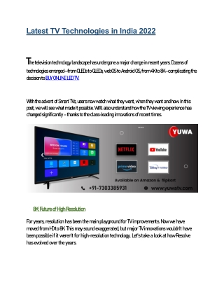 Latest TV Technologies in India 2022