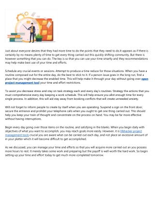Managing Your Time And Efforts: Guidelines