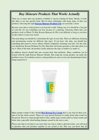 Buy Skincare Products That Works Actually