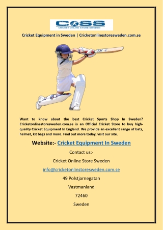 Cricket Equipment in Sweden | Cricketonlinestoresweden.com.se