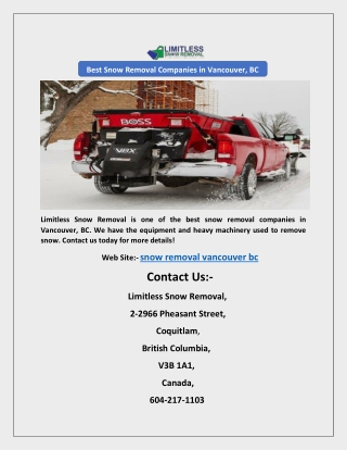 Best Snow Removal Companies in Vancouver, BC