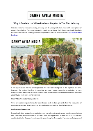 Why Is San Marcos Video Producer Popular In The Film Industry