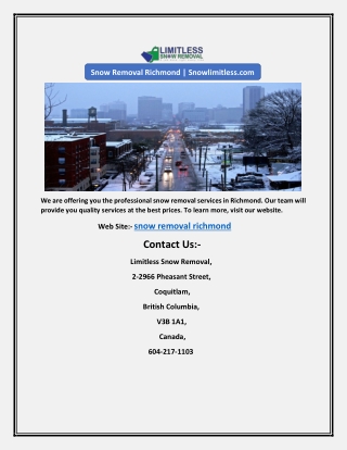 Snow Removal Richmond | Snowlimitless.com