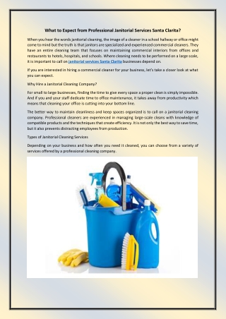 What to Expect from Professional Janitorial Services Santa Clarita