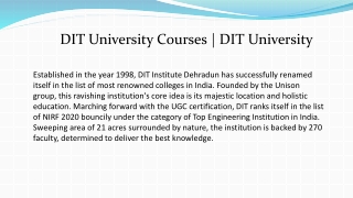 DIT University Courses | DIT University