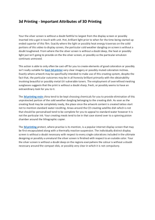 3d Printing - Important Attributes of 3D Printing