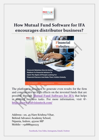 How Mutual Fund Software for IFA encourages distributor business