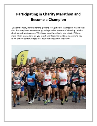 Participating in Charity Marathon and Become a Champion