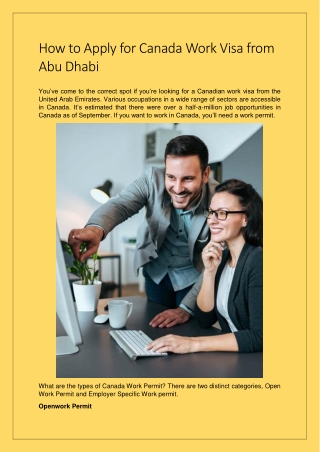 How to Apply for Canada Work Visa from Abu Dhabi