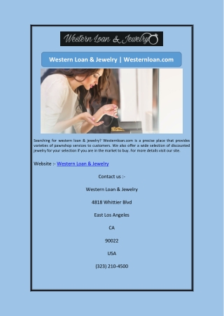 Western Loan & Jewelry | Westernloan.com