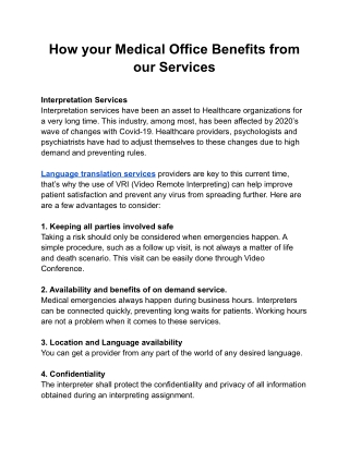 How your Medical Office Benefits from our Services