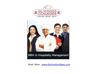 Best MBA in Hospitality Course