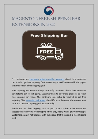 Magento 2 Free Shipping Bar Extension | cynoinfotech