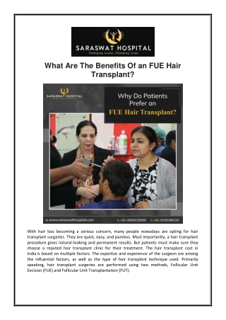 What Are The Benefits Of an FUE Hair Transplant?