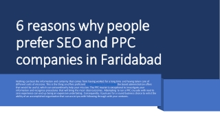 6 reasons why people prefer SEO and PPC companies in Faridabad_