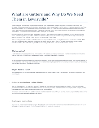 What are Gutters and Why Do We Need Them in Lewisville