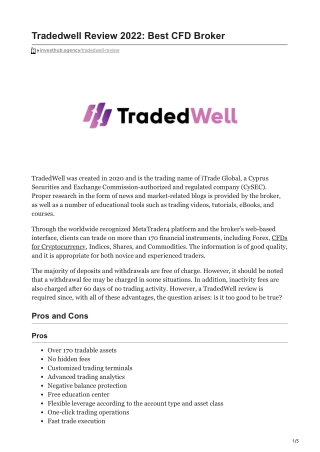 investhub.agency-Tradedwell Review 2022 Best CFD Broker