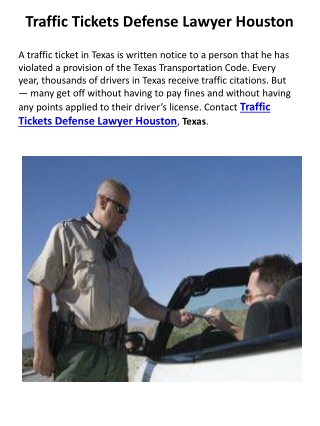 Traffic Tickets Defense Lawyer Houston