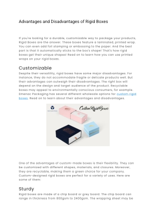 Advantages and Disadvantages of Rigid Boxes