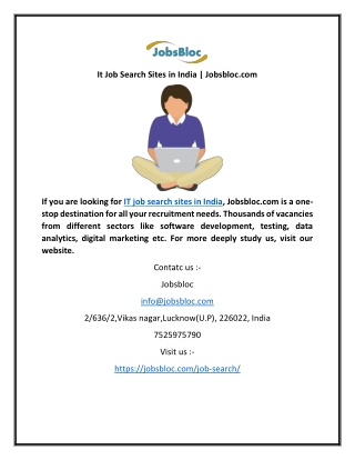 It Job Search Sites in India | Jobsbloc.com
