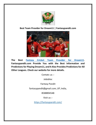 Best Team Provider for Dream11 | Fantasypandit.com