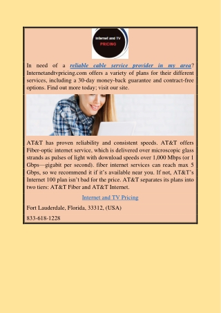 Reliable Cable Service Provider In My Area | Internetandtvpricing.com