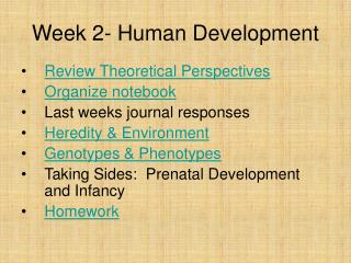 Week 2- Human Development