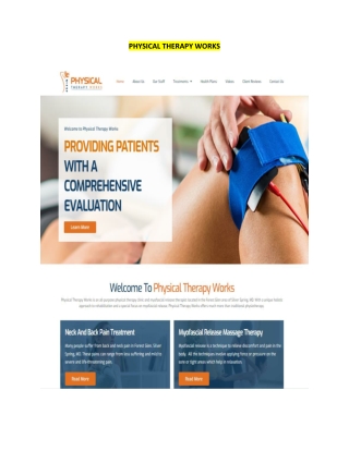 Physical Therapy Clinic and Myofascial Release Therapist Silver Spring MD