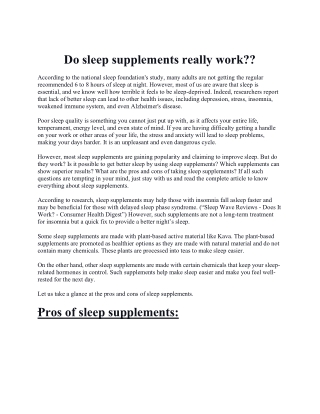 Title:  Do Sleep Supplements Really Work?