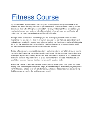 Fitness Course