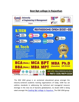 Best bpt college in rajasthan