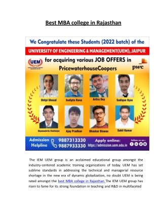 best mba clg in rajasthan