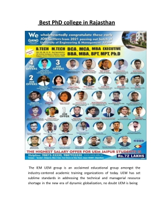 best phd college in rajasthan