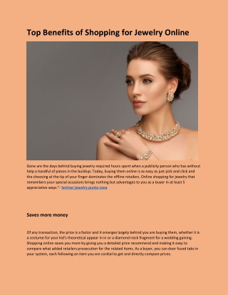 Top Benefits of Shopping for Jewelry Online