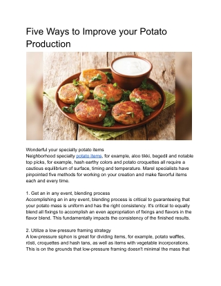 Five Ways to Improve your Potato Production